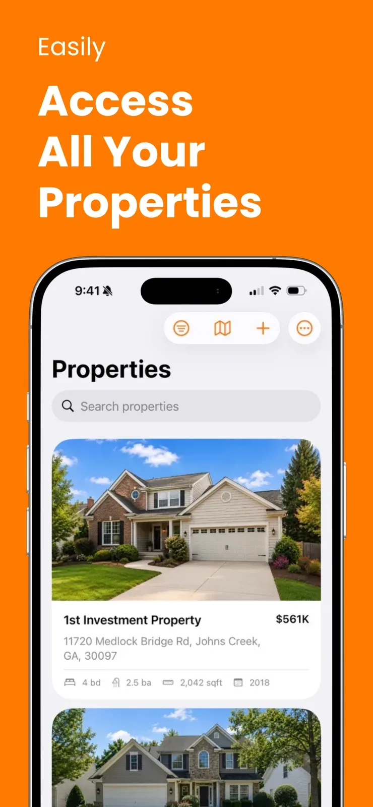 The Portiq properties list with photos, addresses and values